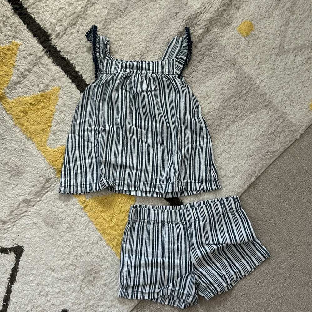 Carter’s Striped Tank and Short Set - Size 3T - Blue/White